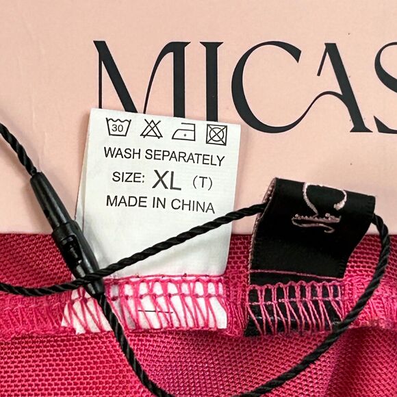 Micas Dress Women Large Rasberry Pink Sleeveless Asymmetric Chiffon Ruffled - Picture 11 of 12